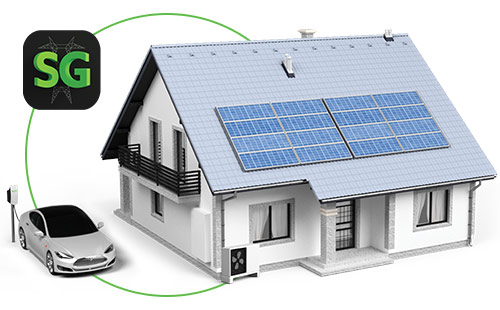 povprečno gospodinjstvo s toplotno črpalko, EV, sončno elektrarno in SG connect